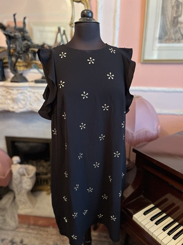 Abito Michael Kors nero + fiori accento metallo dorato