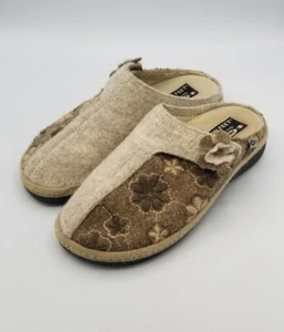 Womens Slippers AIR ON FEET Italian sz 37 US 6.5 Soft Clog Mule Shoes Brown EUC - Picture 1 of 10