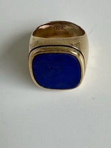 Celine Signet Ring 52 Yves Klein Blue Stone Golden Brass Phoebe Philo Fall 2018 - Picture 1 of 24