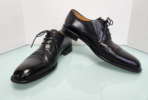 Mezlan Nicola Mens Oxford cap toe dress shoes black leather MINT Sz 10.5 M - Picture 1 of 9