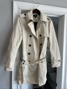 H&M Trench Coat Double Breasted Off White Size 38R - Picture 1 of 8