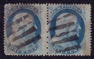 US Scott 24 (Pair), 1857 Franklin, 1c blue, FINE USED - Picture 1 of 1