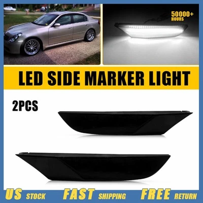 Se adapta a 03-06 Infiniti G35 Sedán Base Parachoques Delantero Marcador Lateral Luz LED Blanca Completa Foto 1 de 4