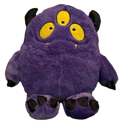 Three Eyed Purple Monster Plush Animaland Nanco 13” Satin Horns Claws Soft Toy - Image 1 of 4