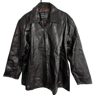 Chaqueta de piel de cordero de grano superior con diseño de mosaico italiano de cuero genuino marca Maxam 3XL Foto 1 de 4