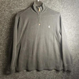 Polo Ralph Lauren Estate Rib 1/4 Cremallera Para Hombres XXL Suéter Negro Pullover Blanco Poni - Imagen 1 de 11