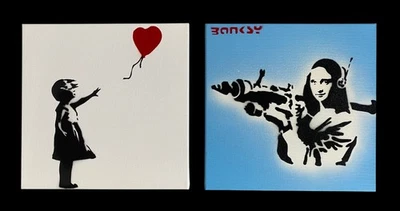 Banksy 2015 Rare stencil Paintings Dismaland 2er Set - Bild 1 von 4