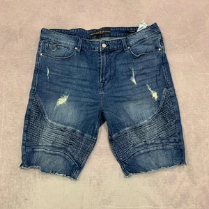 Guess Denim Shorts distressed slim fit blue jean shorts Men's 38 - Picture 1 of 5