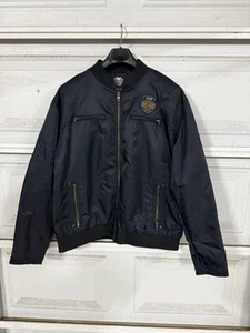 Harley Davidson Mens Jacket 2XL Black Blue Gray 115th Anniversary Nylon Bomber - Picture 1 of 13