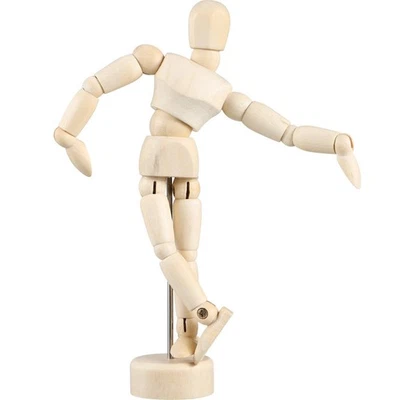 Wooden Mannequin Artist with Stand Home Office Desk Decoration - Imagen 1 de 4