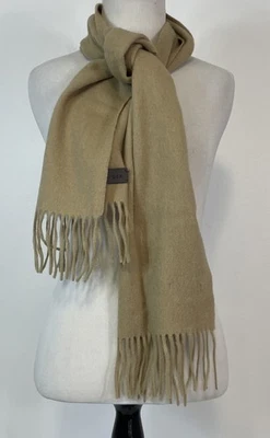 Tommy Hilfiger 100% Lambswool Beige Fringed Scarf - Image 1 of 4
