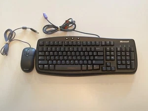 Microsoft Basic PC Computer PS/2 Keyboard 1.0A & Optical Mouse * Tested Works* - Picture 1 of 12