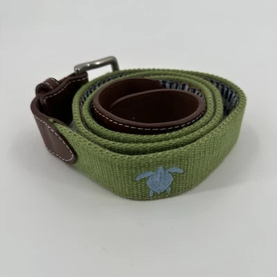 Peter Millar Belt Mens 42 Green Blue Atlantic Beach Country Club Leather Golf - Image 1 of 4
