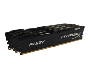 Kingston HyperX FURY 16GB Kit (4x4GB) DDR4 2400Mhz Desktop RAM HX424C15FBK4/16 - Picture 1 of 5