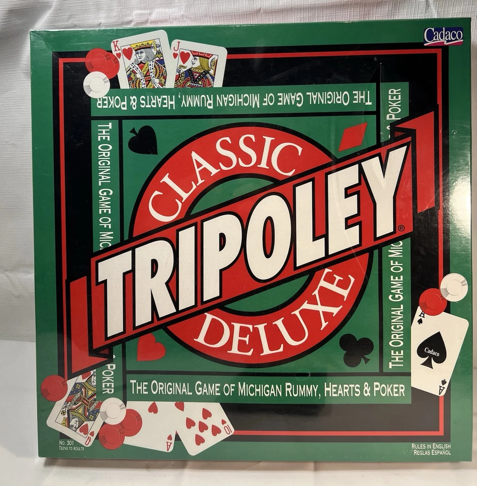 VINTAGE Tripoley Deluxe Edition COMPLETE Cadaco 1998 Cards Poker Hearts Rummy