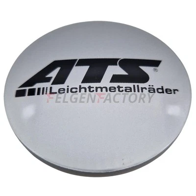 1X ATS Nabendeckel 60mm Silber (N23) Logo Schwarz (ATD) - Original Felgendeck... - Bild 1 von 3