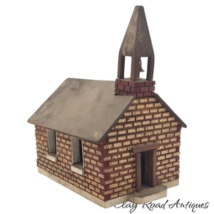 antique folk art dollhouse wood brick church lighted Pa holiday - Picture 1 of 24