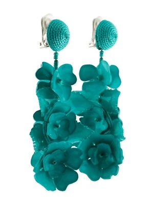 Pendientes Oscar de la Renta Gota Azul Turquesa Verde Resina Gripoix Clip gyuhji Foto 1 de 4