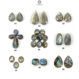 Amazing Rainbow Flashing Labradorite Pear Oval Shape Briolette Set For Jewelry - Picture 1 of 10
