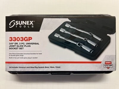 Sunex 3303GP Tools 3-piece 3/8 In. Drive Universal Joint Glow Plug Socket Set - Image 1 of 2