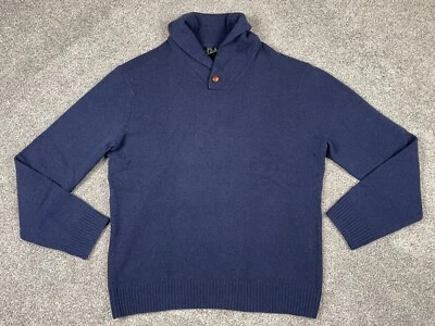 Suéter Jos A Bank Para Hombres XL Azul Marino Mezcla de Lana Parches en el Codo Capucha Cuello Oscuro Academia Foto 1 de 4