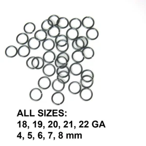 Sterling Silver Oxidized Open Jump Rings (All Sizes) Bulk Lots - Picture 1 of 1