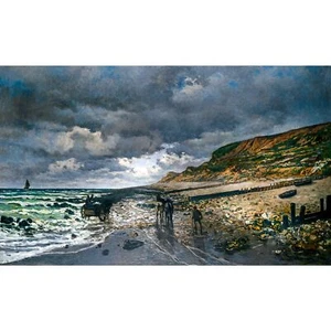 Claude Monet, La Pointe de la Heve at Low Tide, Lustre Canvas Print, 20" x 32" - Picture 1 of 10