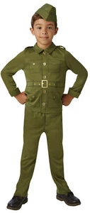Boys Kids GI Army Military 30s 40s 50s Soldier Fancy Dress Costume Outfit 5-10 - Picture 1 of 2
