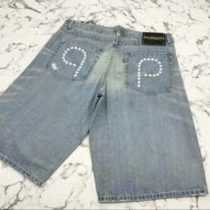 Pantalón corto de mezclilla blanco Parish Sandblast para hombre nuevo con etiquetas - Imagen 1 de 4