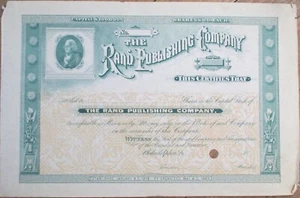 Rand Publishing Company 1880s Stock Certificate, Philadelphia, PA Ben Franklin - Picture 1 of 1