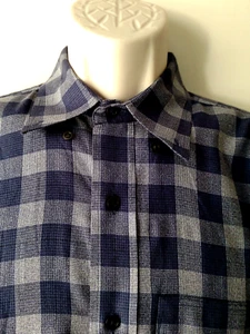 Cutter & Buck Mens Shirt Medium Blue Gray Check Freshly Dry cleaned - Picture 1 of 5