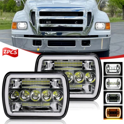 Pair 5x7" 7X6" LED Headlights For 1999-2010 Ford F250 F350 F450 F550 Super Duty - Image 1 of 4