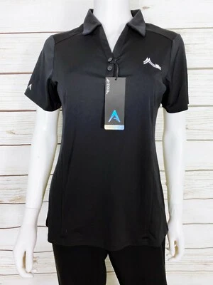 Camisa polo antigua para mujer talla M negra con botones manga corta Foto 1 de 4