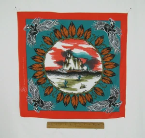 VTG 1960s SOUTHWESTERN NATIVE AMERICAN STYLE SCARF THUNDERBIRDS 22 1/4" by 22" - Picture 1 of 6
