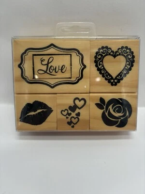 Juego de estampillas de goma de AMOR Y CORAZONES 465209 recuerdos/6 amor San Valentín boda Foto 1 de 2