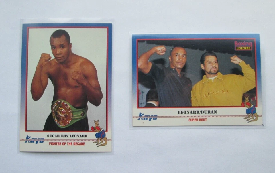 SUGAR RAY LEONARD ROOKIE 2 CARD LOT 1991 KAYO BOXING CARD Roberto Duran - Image 1 of 4