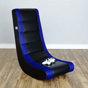 Rocker Floor Gaming Chair Kids & Teens PU Faux Leather & Polyester Mesh Bedroom - Picture 1 of 8