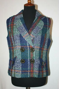 NWT CAbi Size M Plaid Vest Double Breasted Wool Blend Tweed Women's Style 908 - Picture 1 of 7