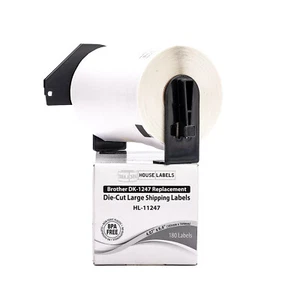 Non-OEM Fits BROTHER DK-1247 Labels 4.07"x6.4", 5 Rolls + 1 Reusable Cartridge - Picture 1 of 7