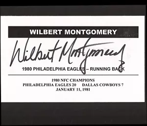 WILBERT MONTGOMERY PHILADELPHIA EAGLES AUTHENTIC AUTOGRAPHED 3X5 CARD FOOTBALL - Picture 1 of 11