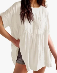 NEW Tankaneo Women's Loose Fit Oversized Babydoll Tunic Shirt Size Large - Picture 1 of 1