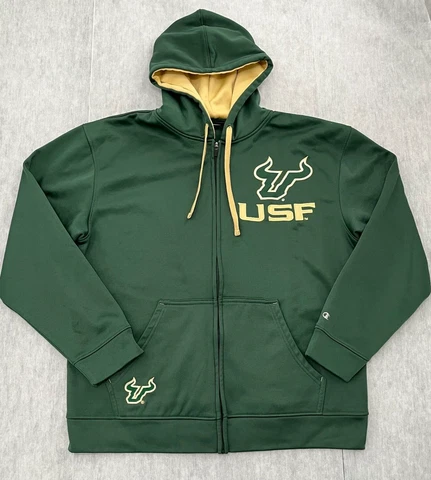USF Bulls Sweater Adult Large Green Full Zip Hoodie South Florida Champion Men L Cover