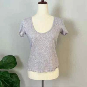 Top manga corta RAG & BONE para mujer talla XS lila Gemma jacquard cuello redondo - Imagen 1 de 10