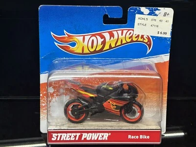 HOT WHEELS Moto Street Power 1:18 Moto Motorcycle Bike Red - Image 1 of 4