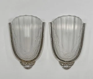 DEGUÉ & VANDAMME: EIN PAAR FRANZÖSISCHE ART DECO WANDLEUCHTEN VON 1930. Degue Frankreich - Bild 1 von 13