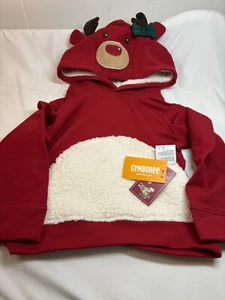 Gymboree Hooded Sweatshirt Girls 2 T Fleece Lined Reindeer Antlers Bow NEW - Picture 1 of 9