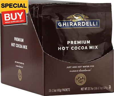 Sobres de cacao caliente premium, chocolate rico, 22,7 onzas (paquete de 15) Foto 1 de 4