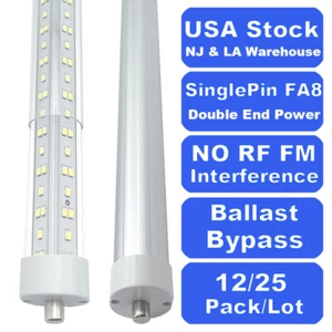8 Ft Led Bulbs Single Pin 144W No RF 8Ft Led Shop Lights 6500K T8 T12 Led 8 Foot - Picture 1 of 15