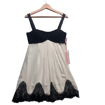 DECODE 1.8 mini dress size 10 White, Lace Fringe babydoll Ruffle-Top chiffon NWT - Image 1 of 4