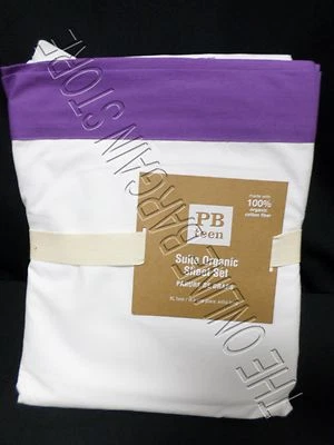Juego de sábanas de dormitorio Pottery Barn PB Teen Kids orgánicas suite XL doble ciruela oscura Foto 1 de 3